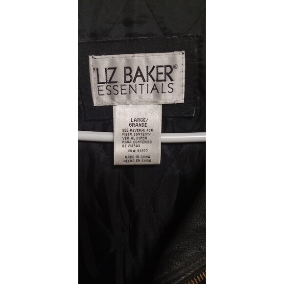 Liz Baker Essentials Womens Black Leather Hooded Zip Quilted Coat Jacket Large - Picture 2 of 8